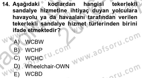 Yolcu Hizmetleri Dersi 2016 - 2017 Yılı (Vize) Ara Sınav Soruları 14. Soru