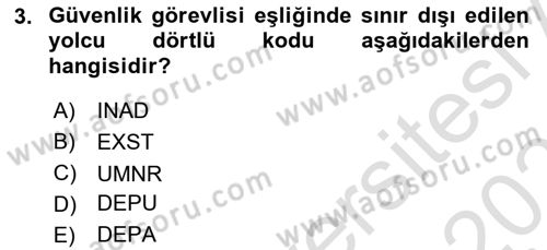 Yolcu Hizmetleri Dersi 2021 - 2022 Yılı (Final) Dönem Sonu Sınav Soruları 3. Soru