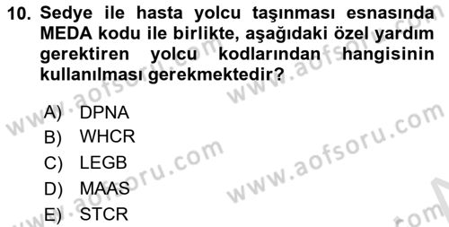 Yolcu Hizmetleri Dersi 2021 - 2022 Yılı Yaz Okulu Sınav Soruları 10. Soru