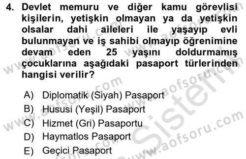 Yolcu Hizmetleri Dersi 2023 - 2024 Yılı (Vize) Ara Sınav Soruları 4. Soru