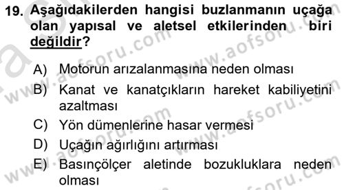 Meteoroloji Dersi Ara Sınavı Deneme Sınav Soruları 19. Soru