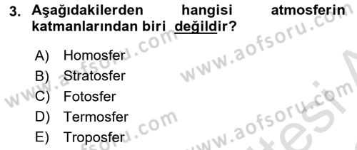 Meteoroloji Dersi Ara Sınavı Deneme Sınav Soruları 3. Soru
