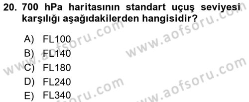 Meteoroloji Dersi 2021 - 2022 Yılı (Final) Dönem Sonu Sınav Soruları 20. Soru