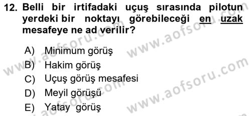 Meteoroloji Dersi Ara Sınavı Deneme Sınav Soruları 12. Soru