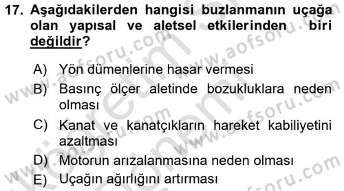 Meteoroloji Dersi Ara Sınavı Deneme Sınav Soruları 17. Soru