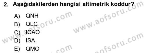 Meteoroloji Dersi Ara Sınavı Deneme Sınav Soruları 2. Soru