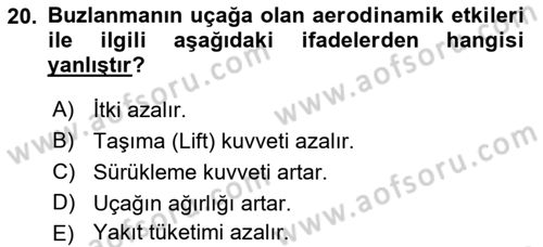 Meteoroloji Dersi Ara Sınavı Deneme Sınav Soruları 20. Soru