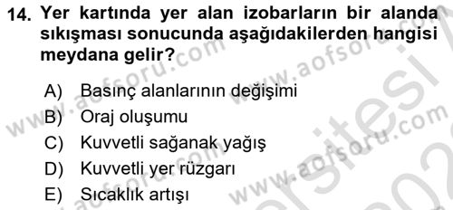 Meteoroloji Dersi 2022 - 2023 Yılı (Final) Dönem Sonu Sınav Soruları 14. Soru