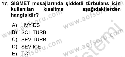 Meteoroloji Dersi 2022 - 2023 Yılı (Final) Dönem Sonu Sınav Soruları 17. Soru