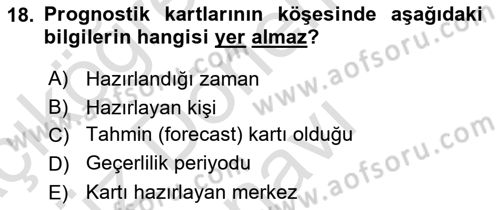 Meteoroloji Dersi 2022 - 2023 Yılı (Final) Dönem Sonu Sınav Soruları 18. Soru