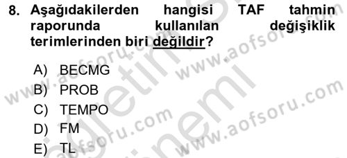 Meteoroloji Dersi 2022 - 2023 Yılı (Final) Dönem Sonu Sınav Soruları 8. Soru