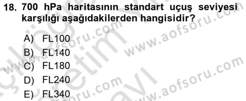 Meteoroloji Dersi 2022 - 2023 Yılı Yaz Okulu Sınav Soruları 18. Soru