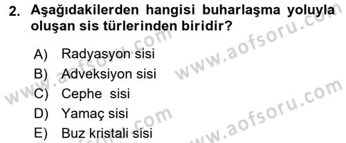 Meteoroloji Dersi 2022 - 2023 Yılı Yaz Okulu Sınav Soruları 2. Soru