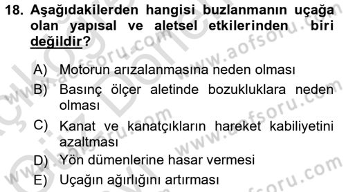 Meteoroloji Dersi Ara Sınavı Deneme Sınav Soruları 18. Soru
