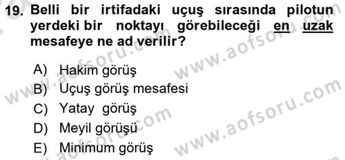 Meteoroloji Dersi 2023 - 2024 Yılı (Vize) Ara Sınav Soruları 19. Soru