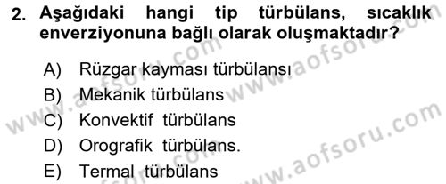 Meteoroloji Dersi Ara Sınavı Deneme Sınav Soruları 2. Soru