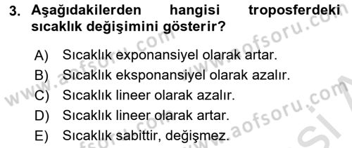 Meteoroloji Dersi Ara Sınavı Deneme Sınav Soruları 3. Soru