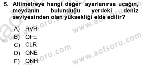 Meteoroloji Dersi Ara Sınavı Deneme Sınav Soruları 5. Soru