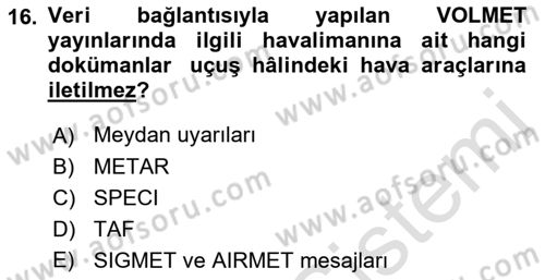 Meteoroloji Dersi 2023 - 2024 Yılı (Final) Dönem Sonu Sınav Soruları 16. Soru