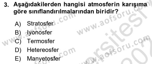 Meteoroloji Dersi 2023 - 2024 Yılı (Final) Dönem Sonu Sınav Soruları 3. Soru