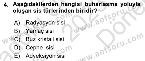 Meteoroloji Dersi 2023 - 2024 Yılı (Final) Dönem Sonu Sınav Soruları 4. Soru