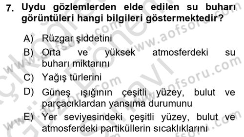 Meteoroloji Dersi 2023 - 2024 Yılı (Final) Dönem Sonu Sınav Soruları 7. Soru