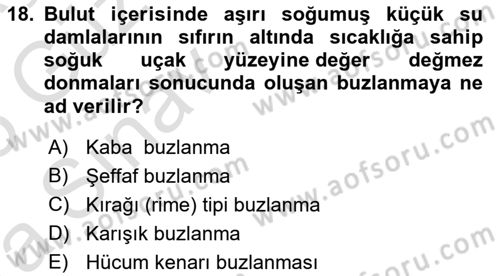 Meteoroloji Dersi Ara Sınavı Deneme Sınav Soruları 18. Soru