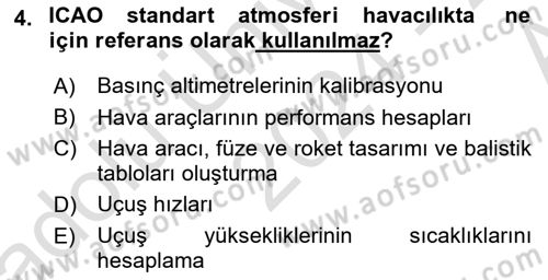 Meteoroloji Dersi Ara Sınavı Deneme Sınav Soruları 4. Soru