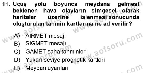 Meteoroloji Dersi 2024 - 2025 Yılı (Final) Dönem Sonu Sınav Soruları 11. Soru