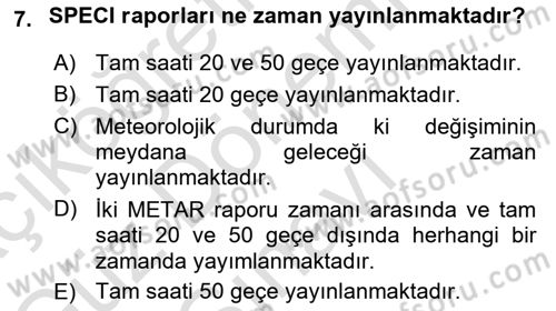 Meteoroloji Dersi 2024 - 2025 Yılı (Final) Dönem Sonu Sınav Soruları 7. Soru