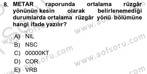 Meteoroloji Dersi 2024 - 2025 Yılı (Final) Dönem Sonu Sınav Soruları 8. Soru