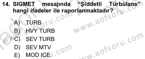 Meteoroloji Dersi 2024 - 2025 Yılı Yaz Okulu Sınav Soruları 14. Soru