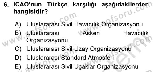 Meteoroloji Dersi 2024 - 2025 Yılı Yaz Okulu Sınav Soruları 6. Soru