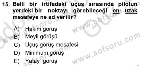 Meteoroloji Dersi 2025 - 2026 Yılı (Vize) Ara Sınav Soruları 15. Soru