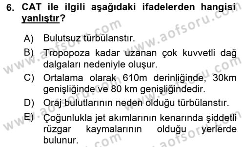 Meteoroloji Dersi 2025 - 2026 Yılı (Vize) Ara Sınav Soruları 6. Soru