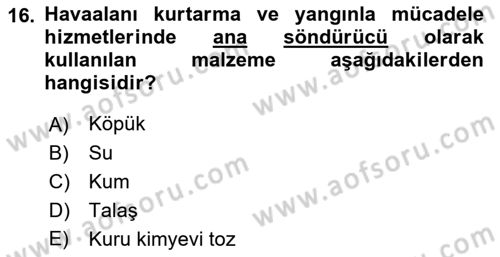 Havaalanı Sistemi Dersi 2017 - 2018 Yılı (Final) Dönem Sonu Sınav Soruları 16. Soru