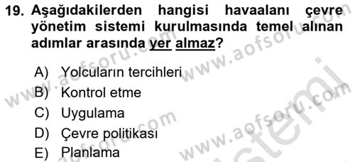 Havaalanı Sistemi Dersi 2018 - 2019 Yılı 3 Ders Sınav Soruları 19. Soru