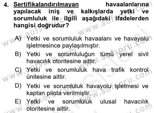 Havaalanı Sistemi Dersi 2018 - 2019 Yılı (Vize) Ara Sınav Soruları 4. Soru