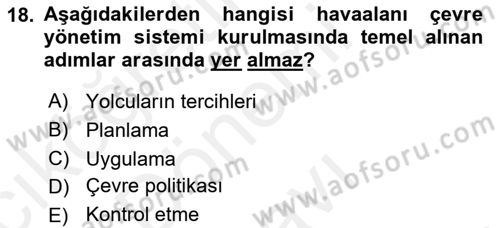 Havaalanı Sistemi Dersi 2018 - 2019 Yılı (Final) Dönem Sonu Sınav Soruları 18. Soru