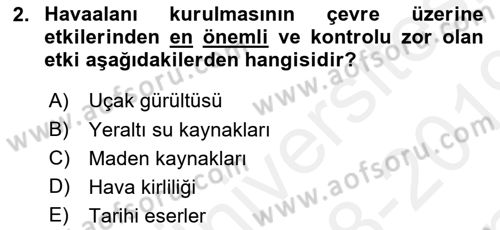 Havaalanı Sistemi Dersi 2018 - 2019 Yılı (Final) Dönem Sonu Sınav Soruları 2. Soru