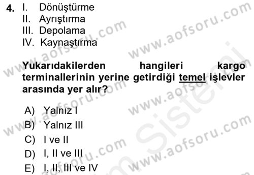 Havaalanı Sistemi Dersi 2018 - 2019 Yılı (Final) Dönem Sonu Sınav Soruları 4. Soru