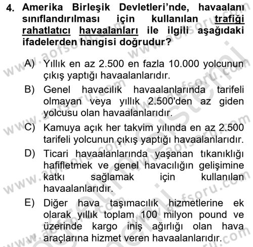 Havaalanı Sistemi Dersi 2019 - 2020 Yılı (Vize) Ara Sınavı 4. Soru