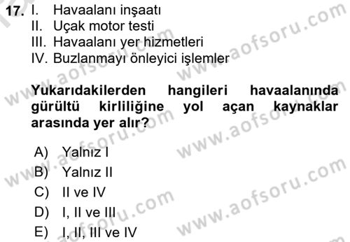 Havaalanı Sistemi Dersi 2019 - 2020 Yılı (Final) Dönem Sonu Sınav Soruları 17. Soru