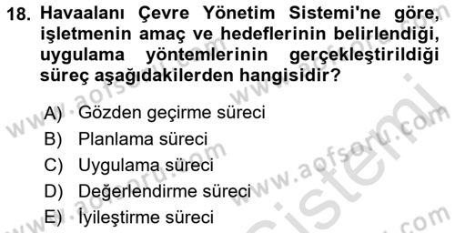 Havaalanı Sistemi Dersi 2019 - 2020 Yılı (Final) Dönem Sonu Sınav Soruları 18. Soru