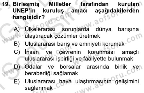 Havaalanı Sistemi Dersi 2019 - 2020 Yılı (Final) Dönem Sonu Sınav Soruları 19. Soru