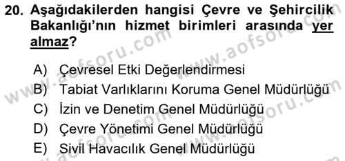 Havaalanı Sistemi Dersi 2019 - 2020 Yılı (Final) Dönem Sonu Sınav Soruları 20. Soru