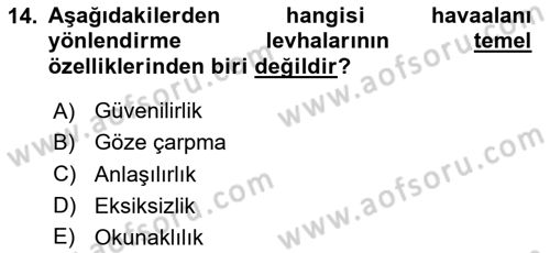 Havaalanı Sistemi Dersi 2020 - 2021 Yılı Yaz Okulu Sınav Soruları 14. Soru