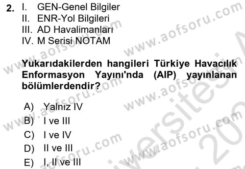 Havaalanı Sistemi Dersi 2020 - 2021 Yılı Yaz Okulu Sınav Soruları 2. Soru