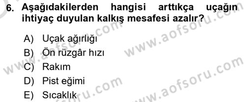Havaalanı Sistemi Dersi 2020 - 2021 Yılı Yaz Okulu Sınav Soruları 6. Soru
