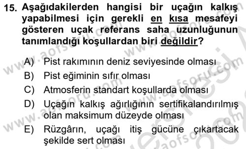 Havaalanı Sistemi Dersi 2021 - 2022 Yılı (Vize) Ara Sınavı 15. Soru